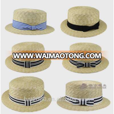 Unisex female Boater short Brim Summer Style Sun Hat Beach Caps adult mens color straw bowler hat