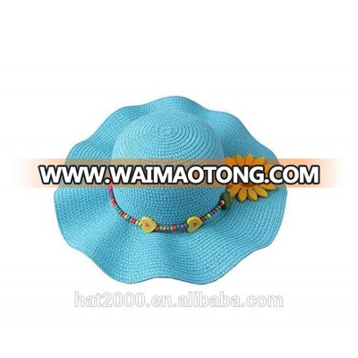 Summer straw beach sun Hat for little girls