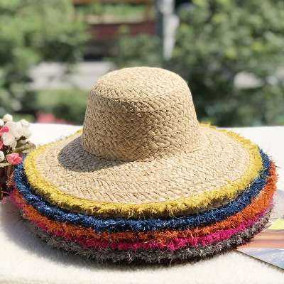 wholesale high quality Foldable Roll up raffia Cap Womens raffia Hat Wide Brim Straw Hat Floppy Beach Sun Hat