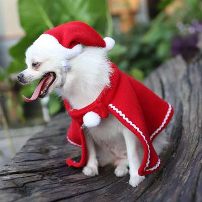 Christmas Holiday Costume Small Animals Clothes Set New Year Christmas Decorations Pet Dog Red  Hat cloth set